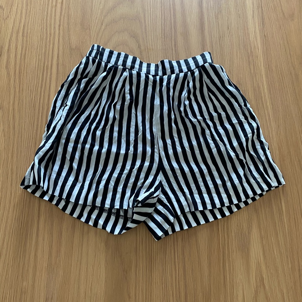 Black and White Striped Shorts